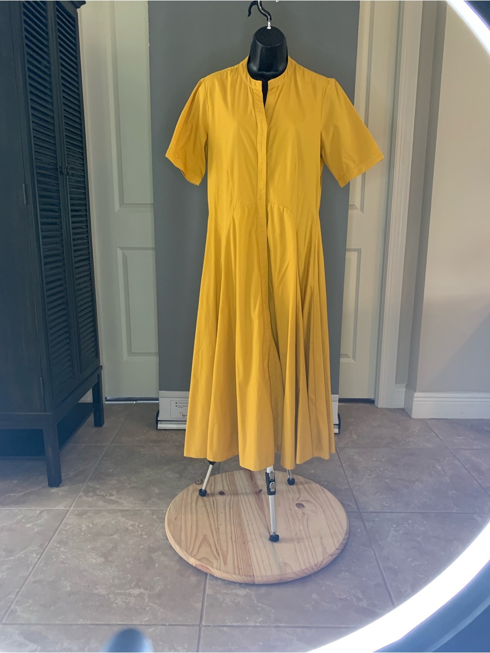Halogen Mustard Yellow Short-Sleeve Midi Dress